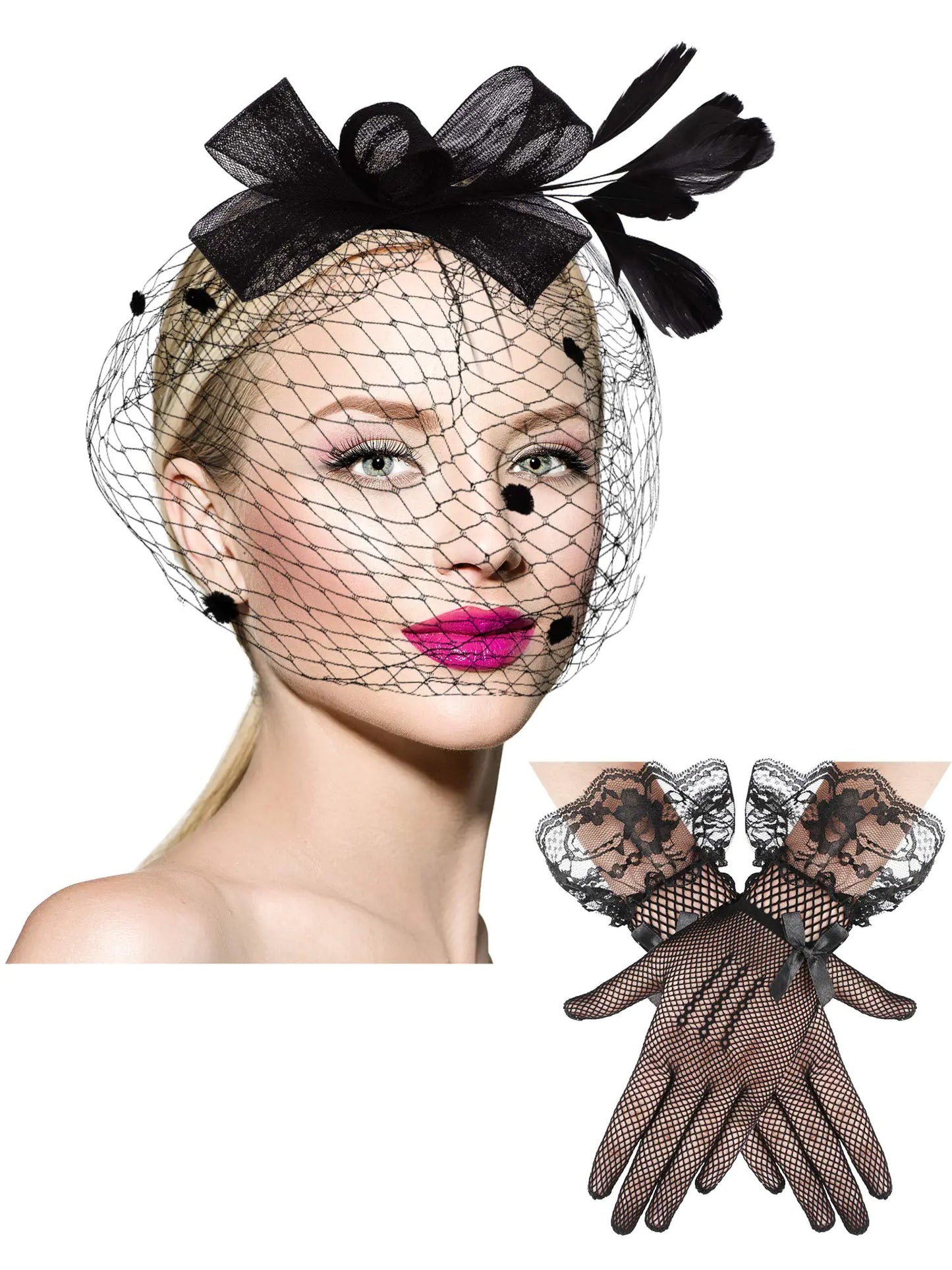 SATINIOR 50s Fascinators for Women Funeral Veil Hat Tea
