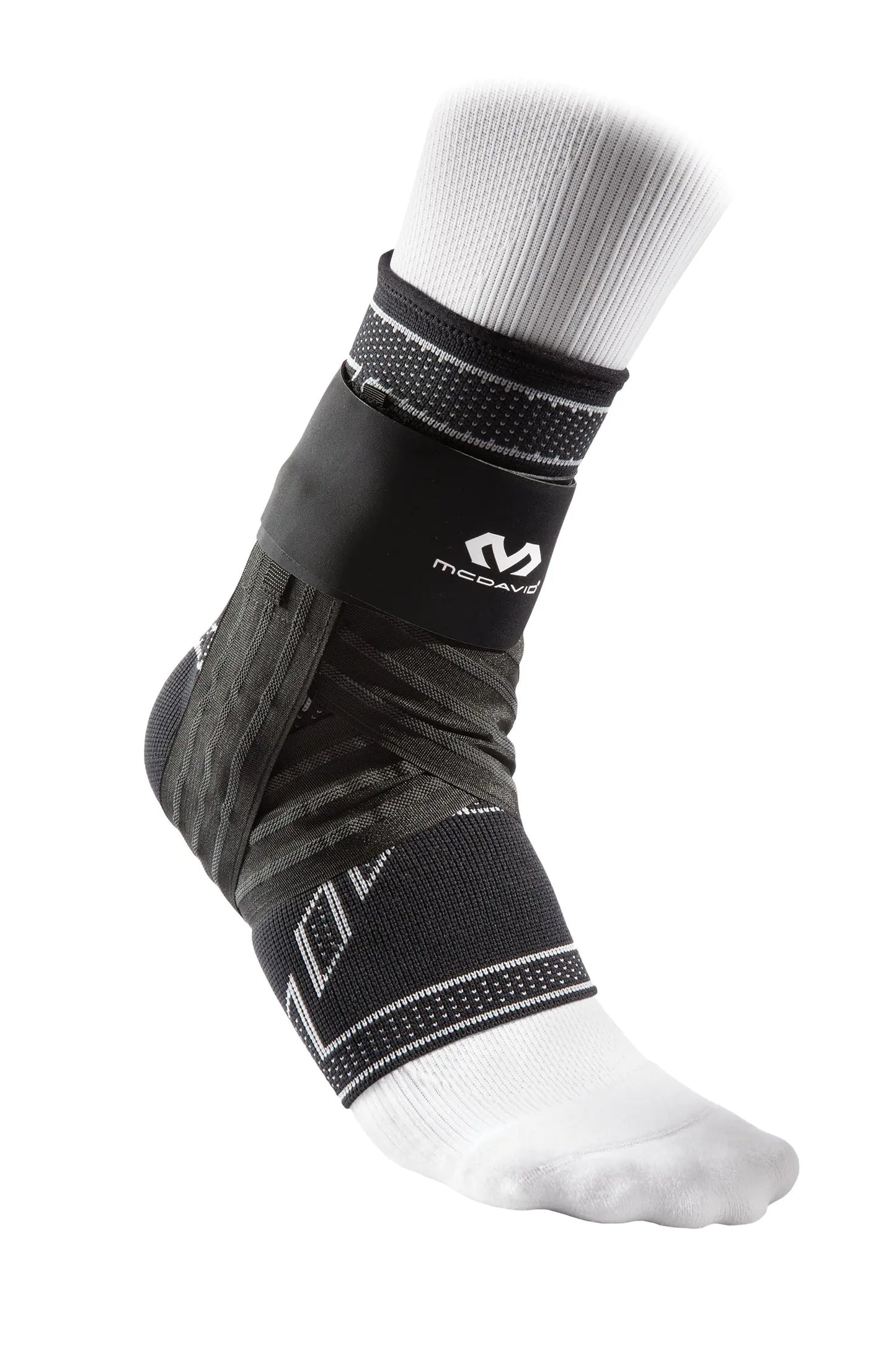 McDavid MD5146 Elite Engines Elastic Ankle Brace with FIG 6 Strap Stays Black X-Small