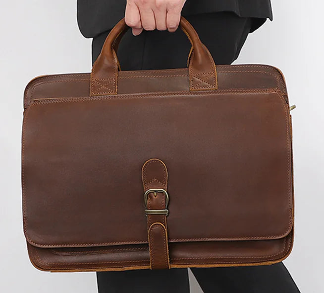 Handmade First Layer Cowhide Men's Business Briefcase