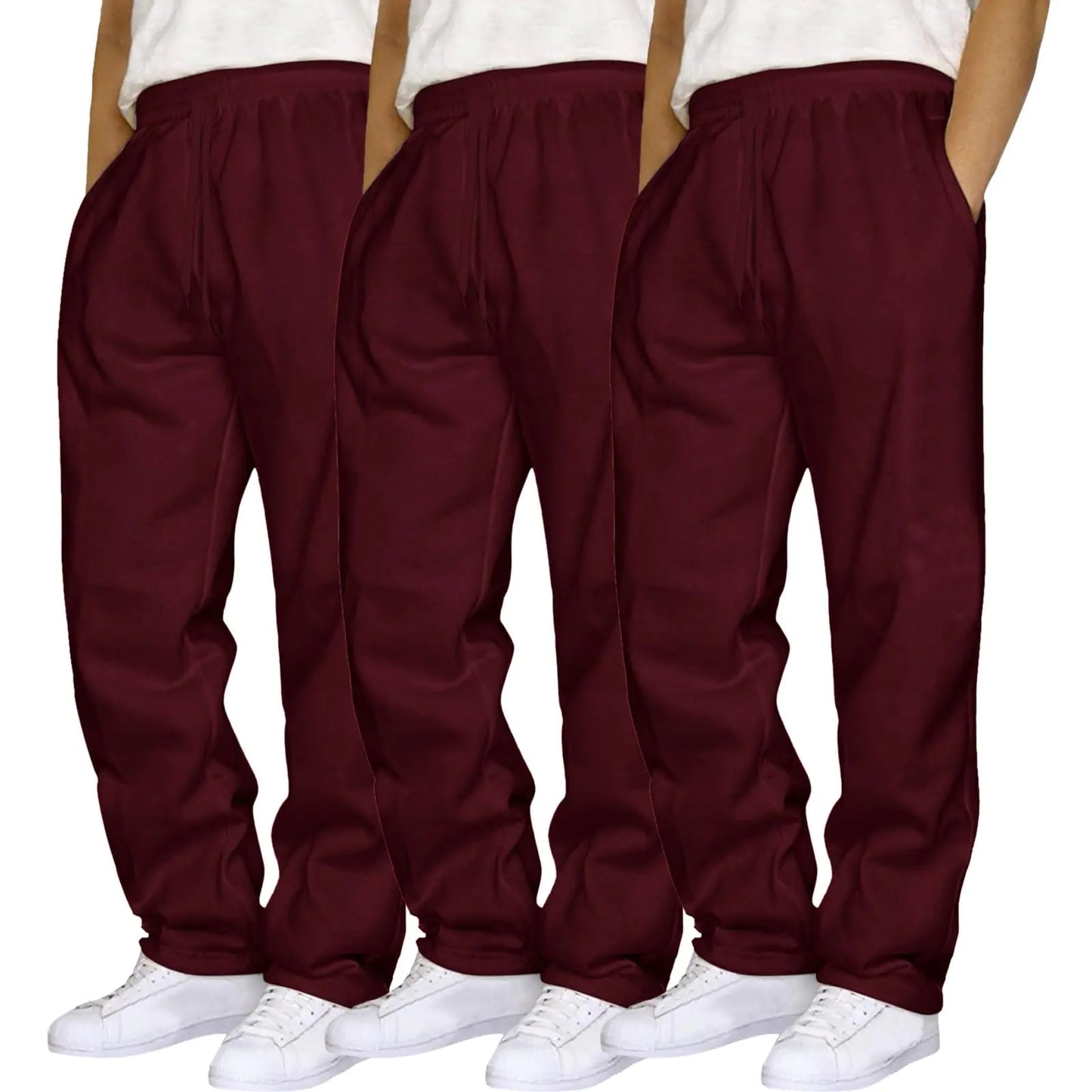 Mens 3 Pack Sweatpants Loose Fleece Casual Trousers Elastic