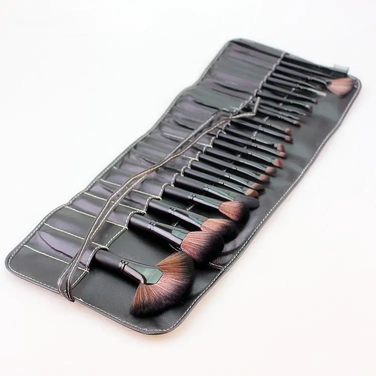24-Piece Wooden Makeup Brush Set with Brush Bag