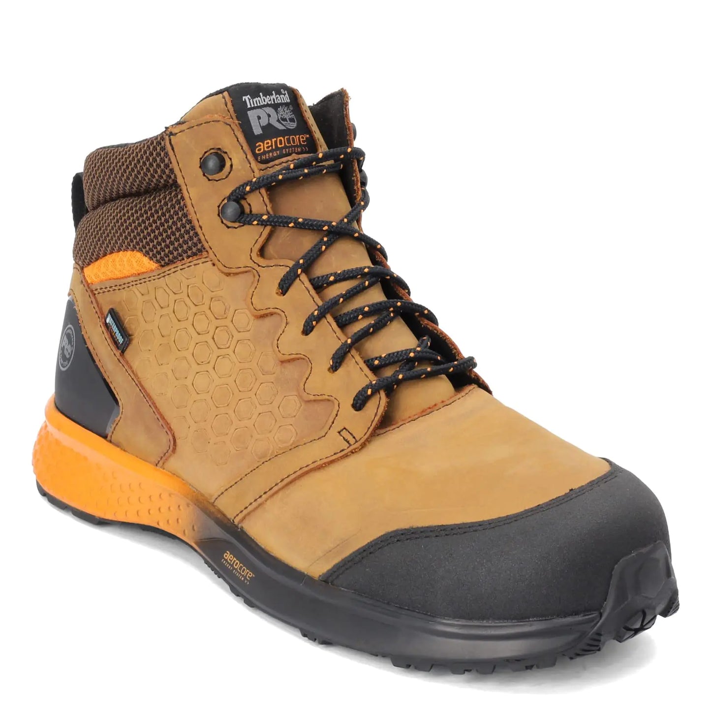 Timberland PRO Mens Mid Reaxion Athletic Hiker Wateproof Composite Toe Work Boot Brown/Orange 13