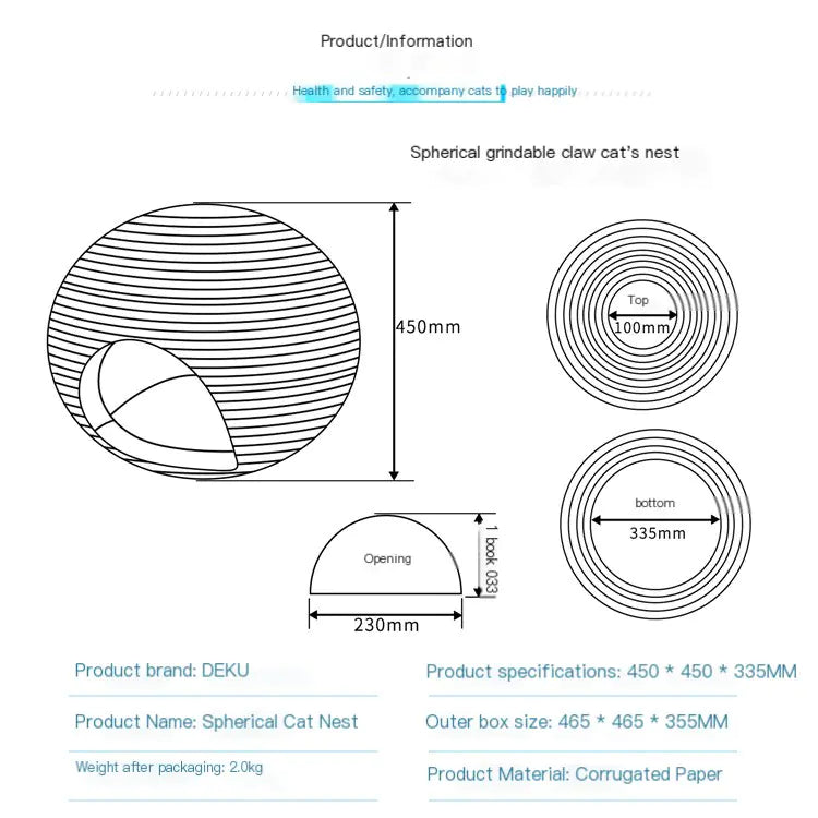 Cool Corrugated Cat House with Scratching Ball Toy