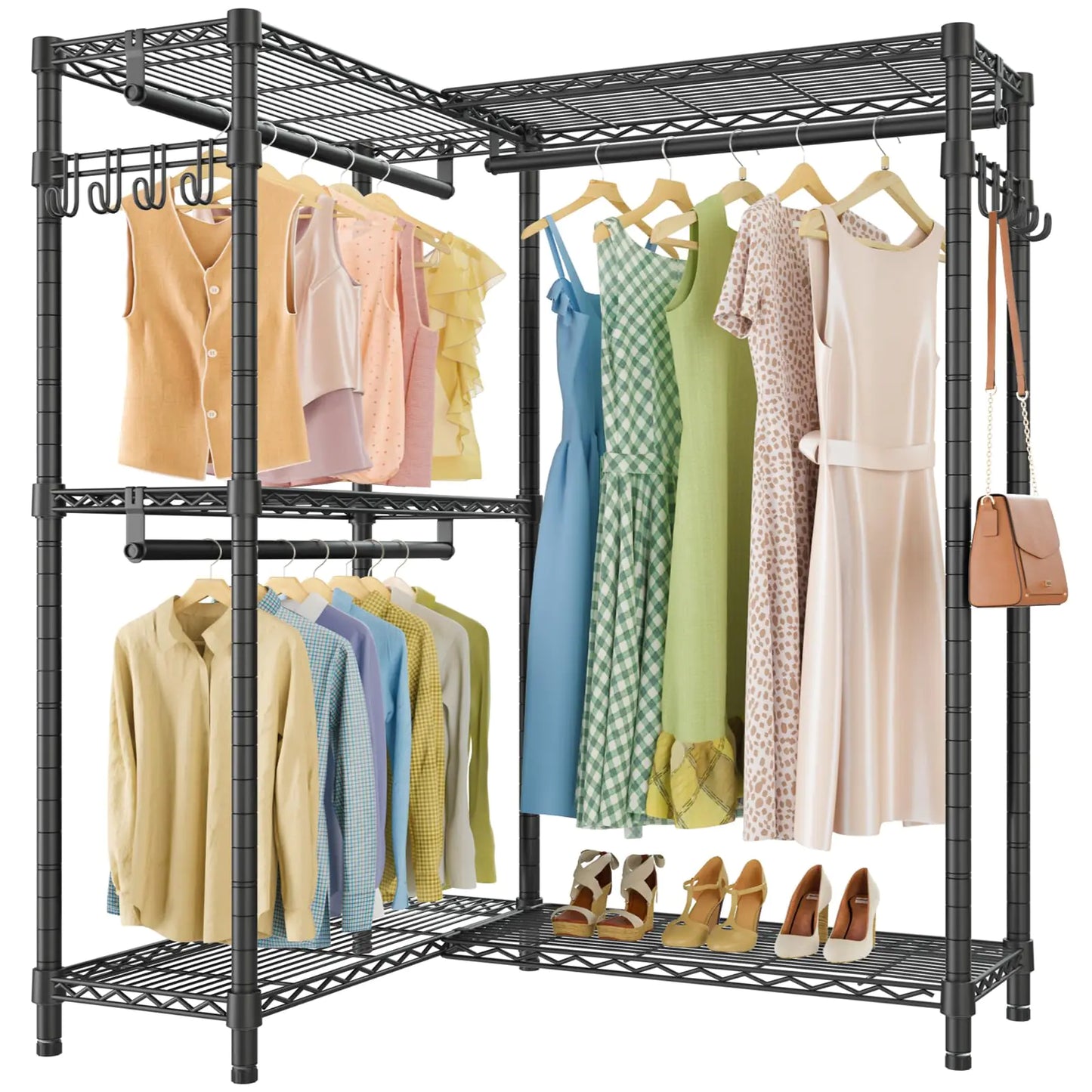 VIPEK L4 Garment Rack L Shaped Clothes Rack for Corner Freestanding Portable Wardrobe Closet