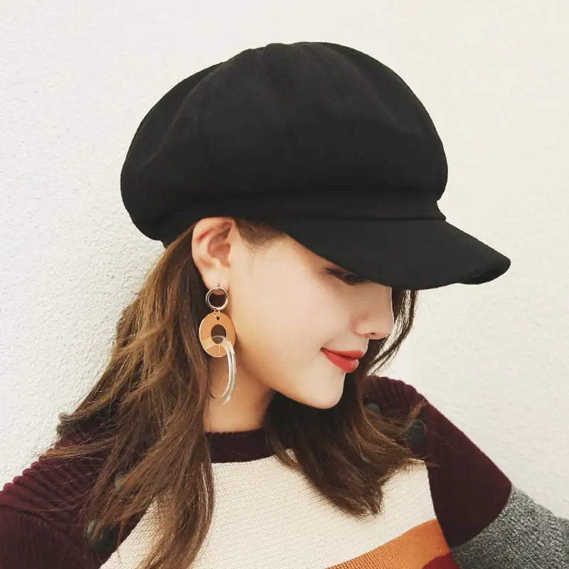 Versatile Woolen Octagonal Beret Hat