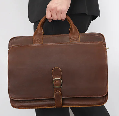 Handmade Imported First Layer Cowhide Men's Briefcase