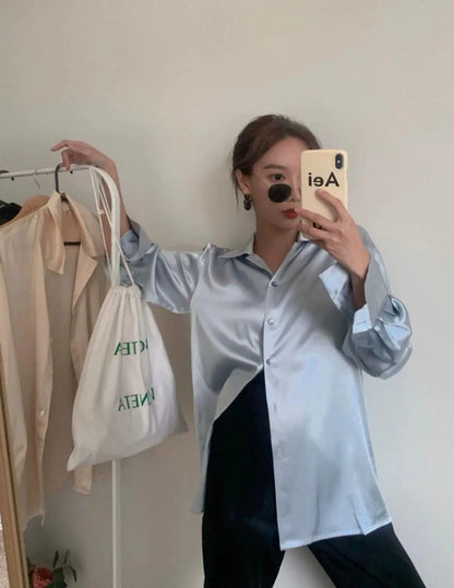 Women's Korean Style Loose Long Sleeve Shirt