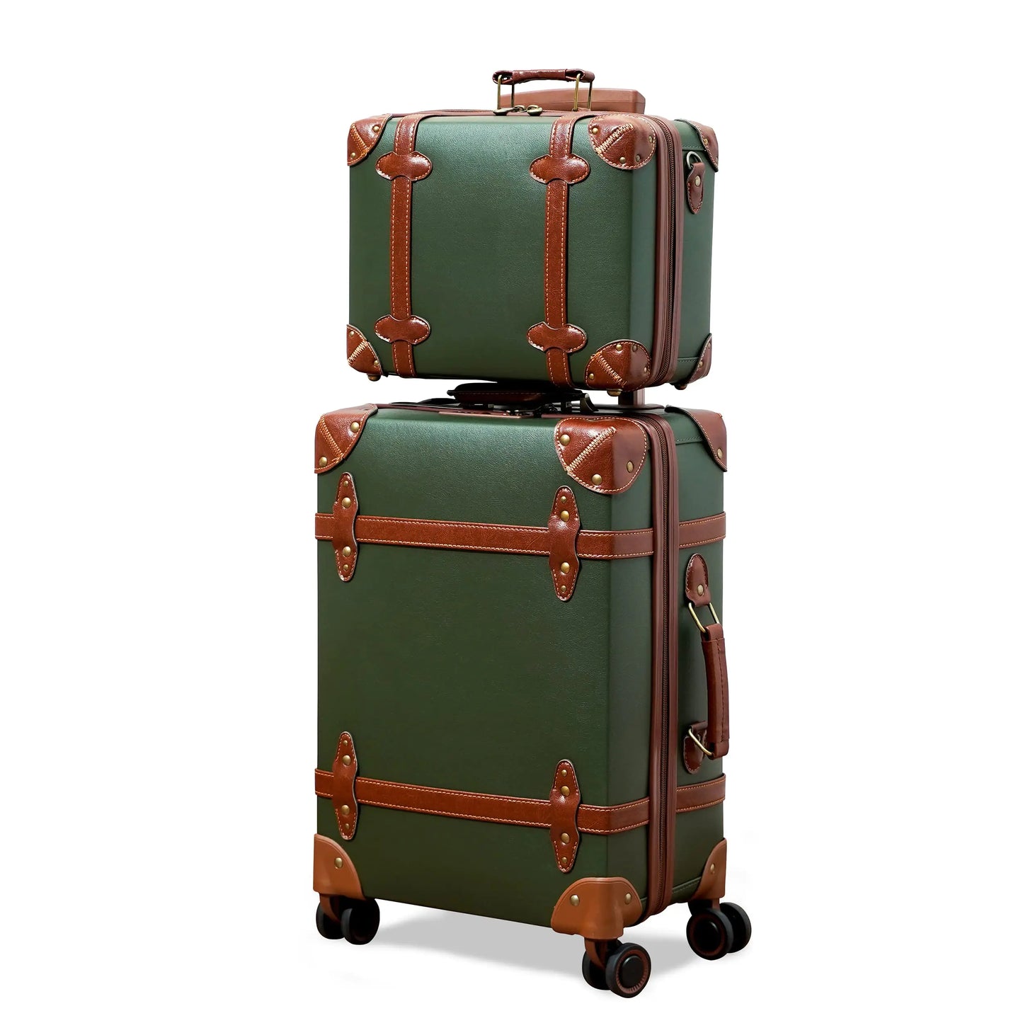 NZBZ Vintage Luggage Sets of 2 Vintage Suitcase Set for Women Retro Luggage with Boarding Tote
