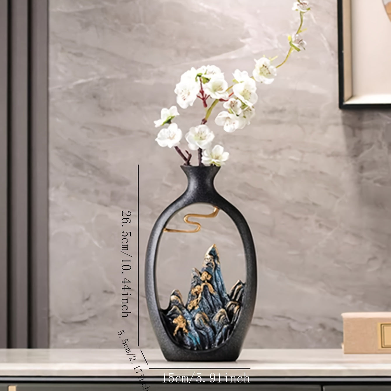 Style Landscape Decor Flower Vase - Perfect For Living Room Wine Cabinet Office Decorations