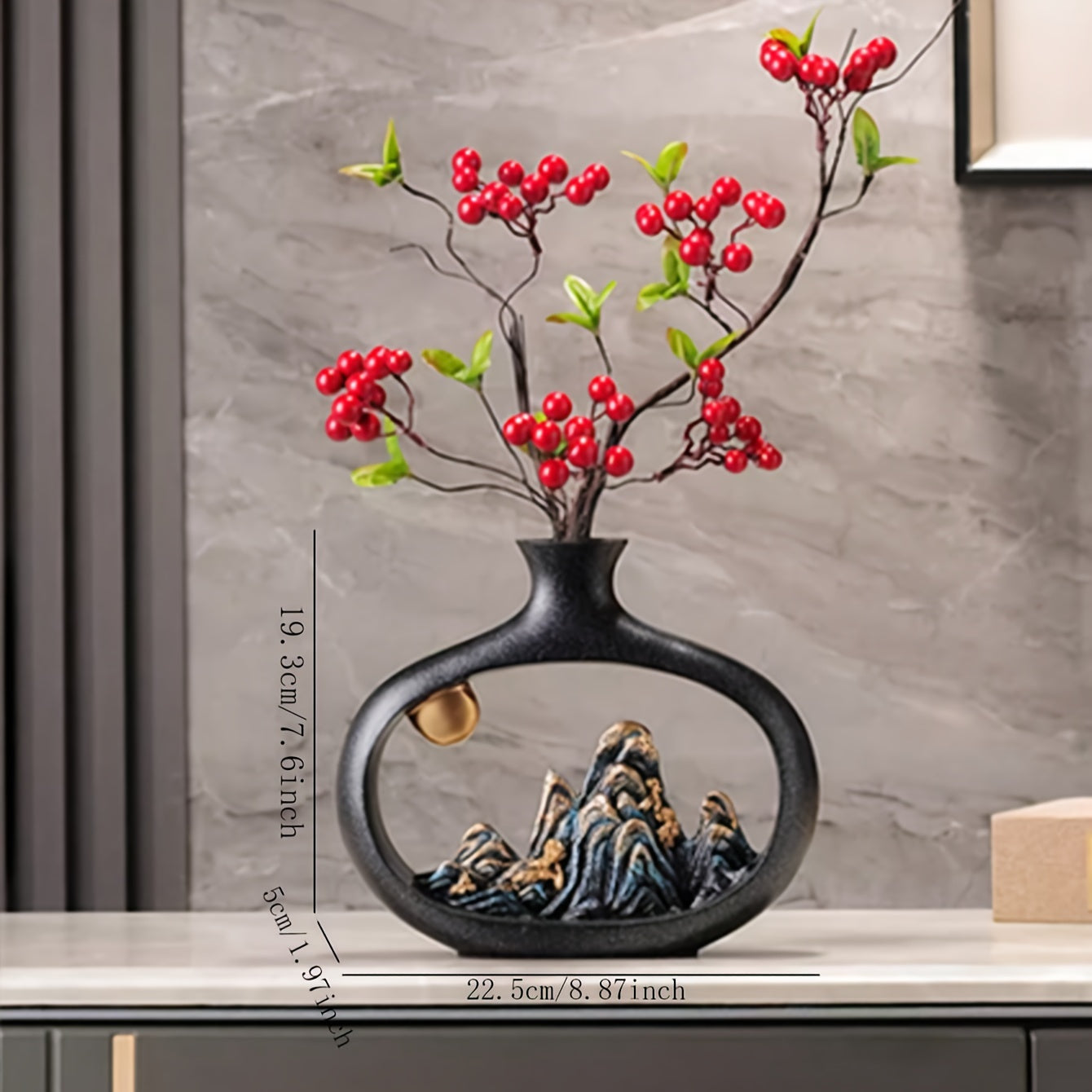 Style Landscape Decor Flower Vase - Perfect For Living Room Wine Cabinet Office Decorations