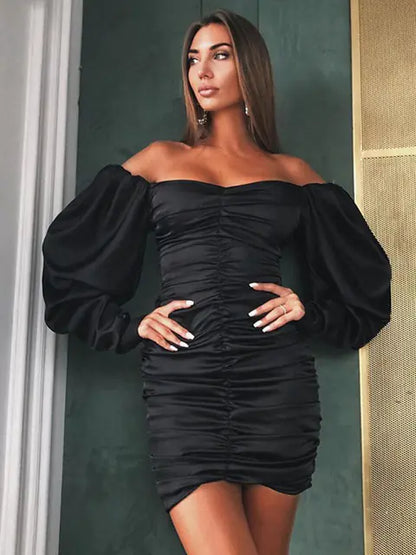 Summer Women's Long Sleeve Bodycon Dress with Ruffles