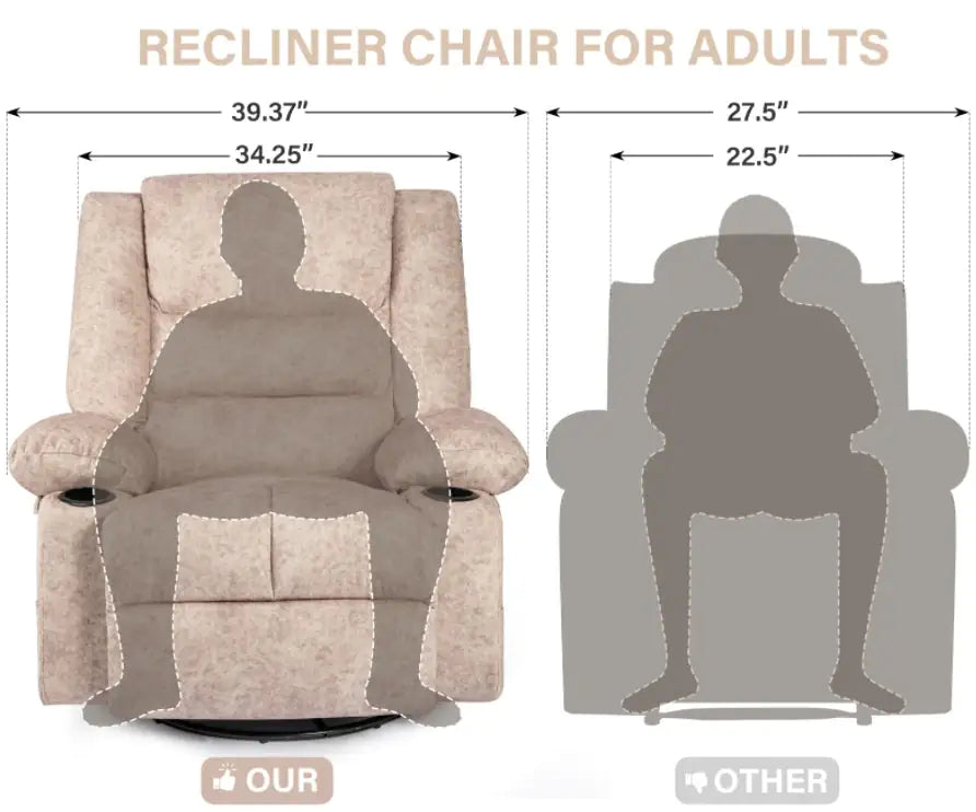 Beige Chaise Longue Sofa, Adult Swivel Lounger, Nursery Rocking Chair