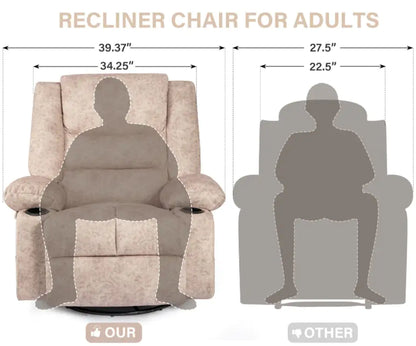 Beige Chaise Longue Sofa, Adult Swivel Lounger, Nursery Rocking Chair