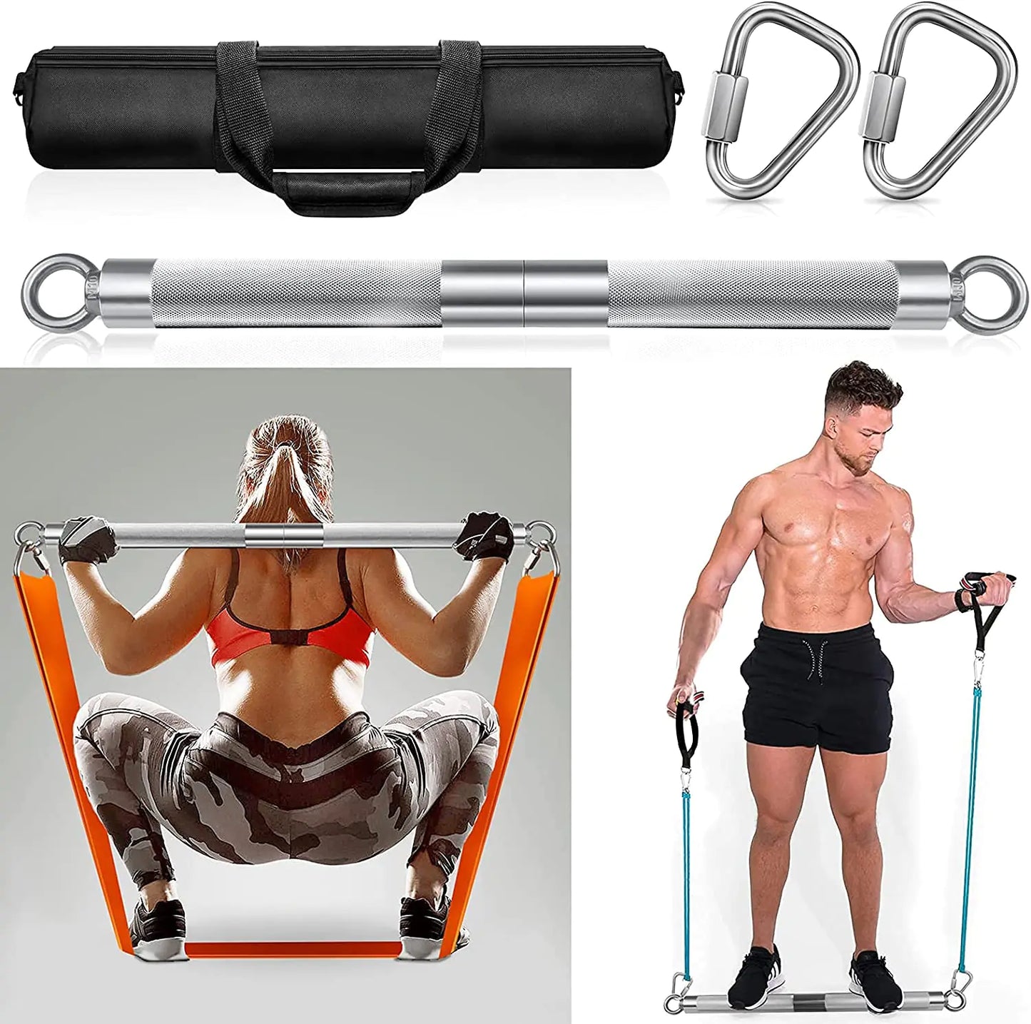 The DASKING Detachable Resistance Bands Bar 30"/35.4"/38.5"