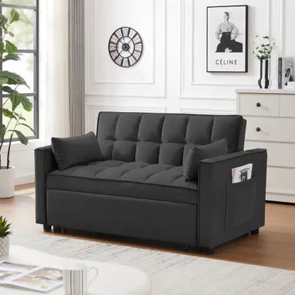Modern Velvet Loveseat Futon Sofa Couch W  Pullout Bed,Small Love Seat Lounge Sofa W Reclining Backrest