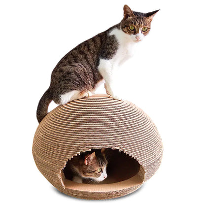 Cool Corrugated Cat House with Scratching Ball Toy