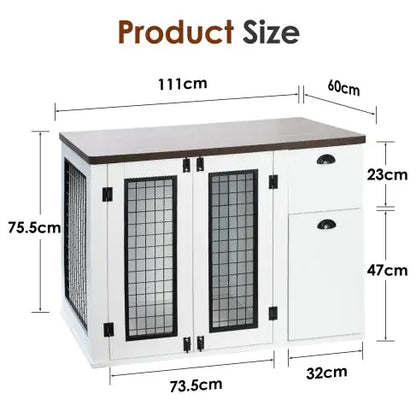 Furniture Style Dog Cage, Wooden Dog Cage, Double Door Dog Cage, Side Cabinet Dog Cage, Dog Crate