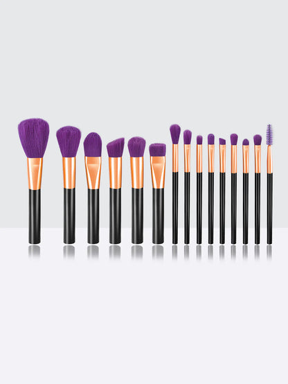 15-Piece Colorful Gradient Makeup Brush Set