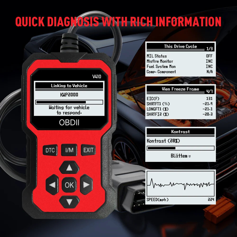 Car Obd2 Scanner Diagnostic Tool Code Reader Engine