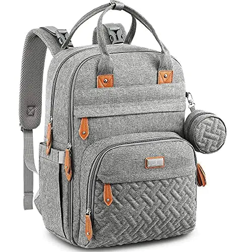 BabbleRoo Diaper Bag Backpack - Baby Essentials Travel Tote - Multi Function Waterproof Diaper Bag