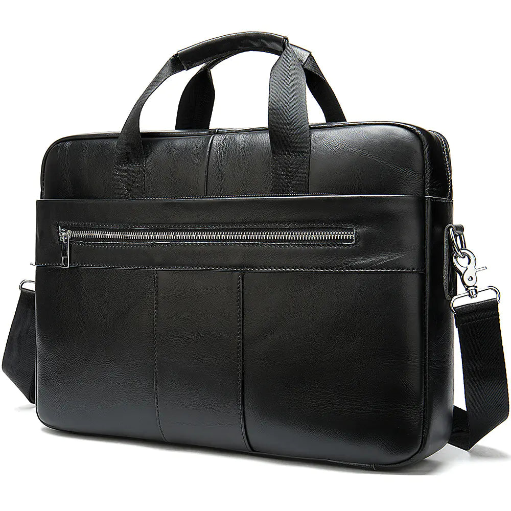 Men's Portable Leather Briefcase in First Layer Cowhide