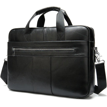 Men's Portable Leather Briefcase in First Layer Cowhide
