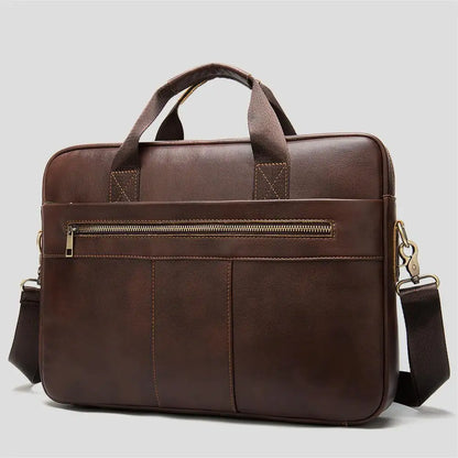 Men's Portable Leather Briefcase in First Layer Cowhide