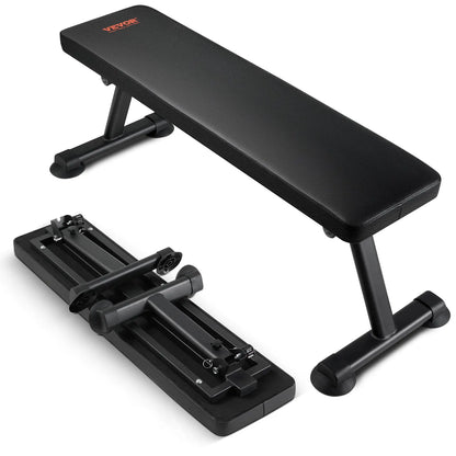 VEVOR Flat Weight Bench Foldable Strength Training Bench Utility Workout Bench