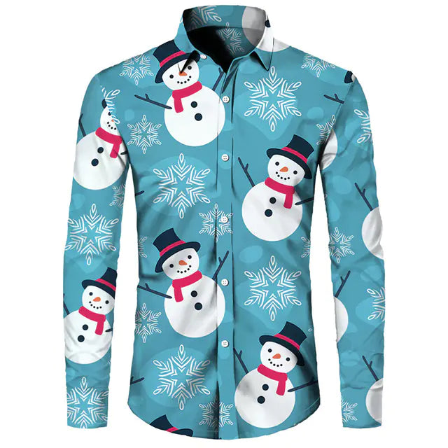 Hawaiian Christmas Theme Casual Polyester Men's Shirt