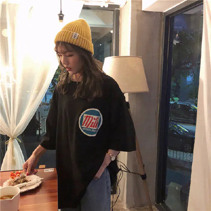 Loose Fit Short Sleeve T-shirt in Trendy Style