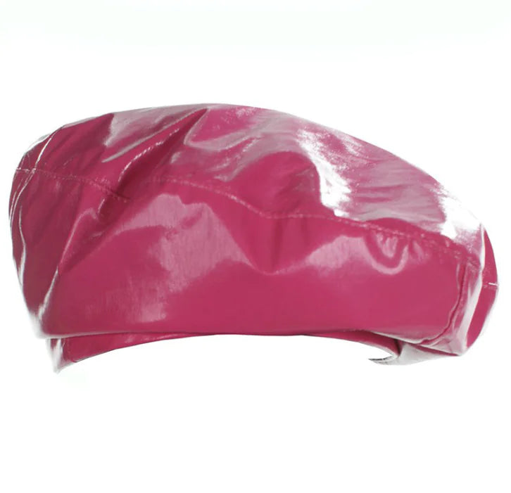 PU Mirror Leather Beret Hat for Flight Attendant