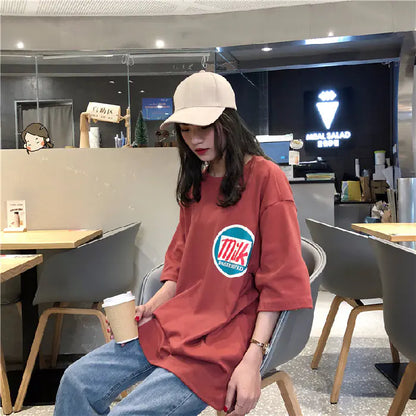 Loose Fit Short Sleeve T-shirt in Trendy Style