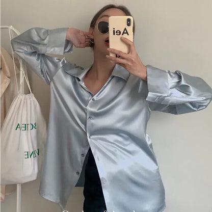 Women's Korean Style Loose Long Sleeve Shirt