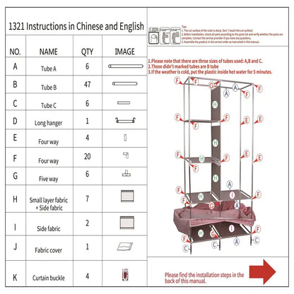 Portable Wardrobe Storage Organizer with Hanging Rods
