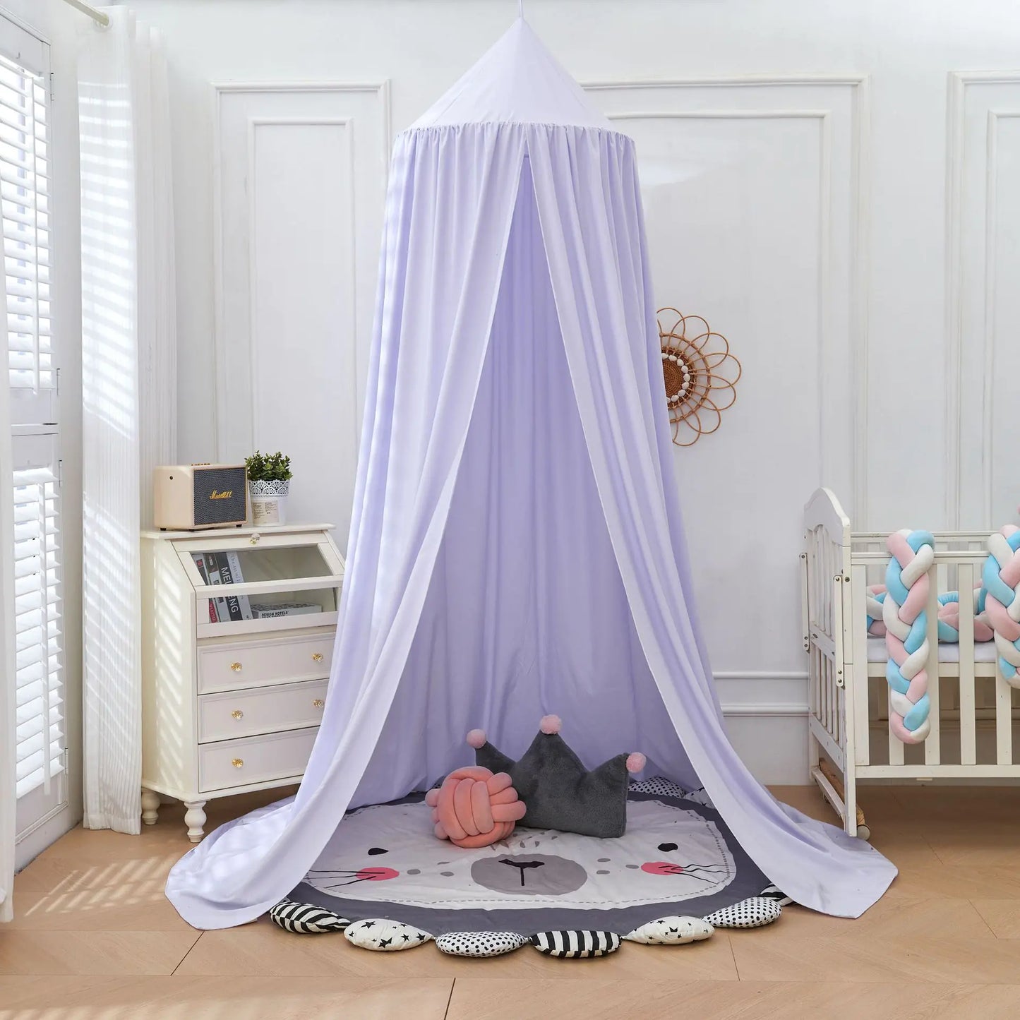 Dome Baby Crib Canopy with Light Blocking and Mosquito Net