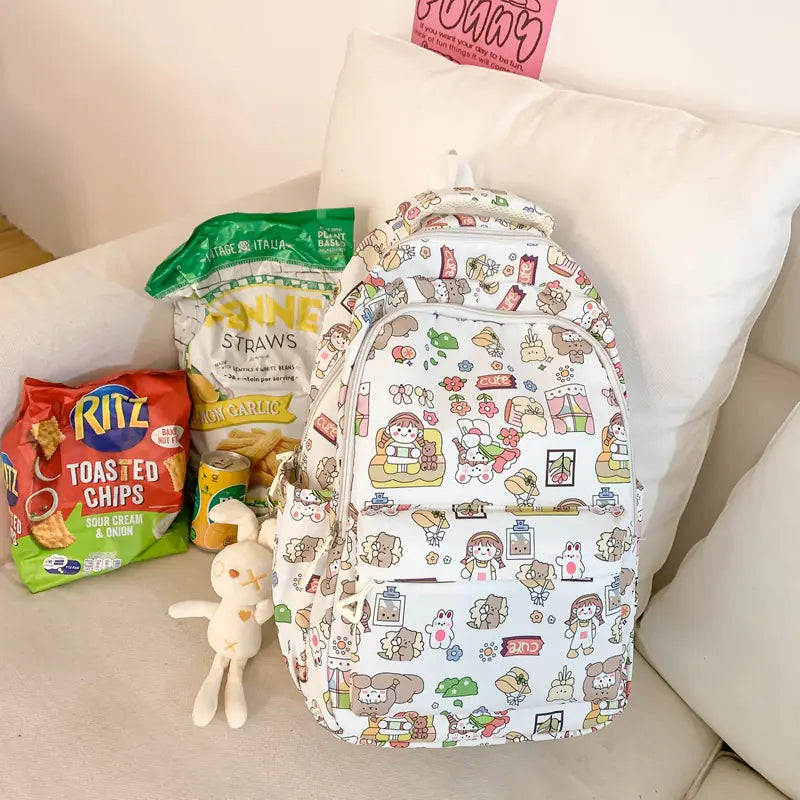 Cute Cartoon Print Women's Backpack for School