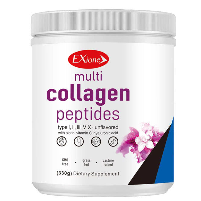 Exione Hydrolyzed Collagen Peptides Grass Fed Joint Health Support Non-GMO Type I  ll III V & XCollagen