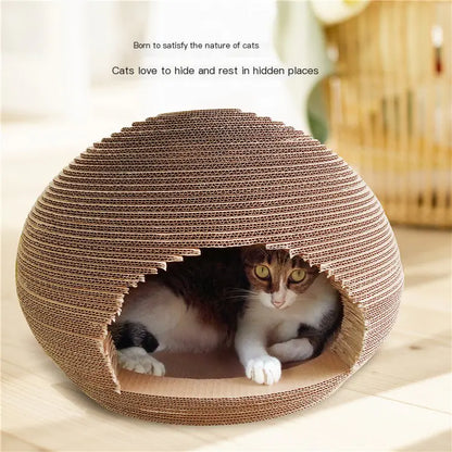 Cool Corrugated Cat House with Scratching Ball Toy