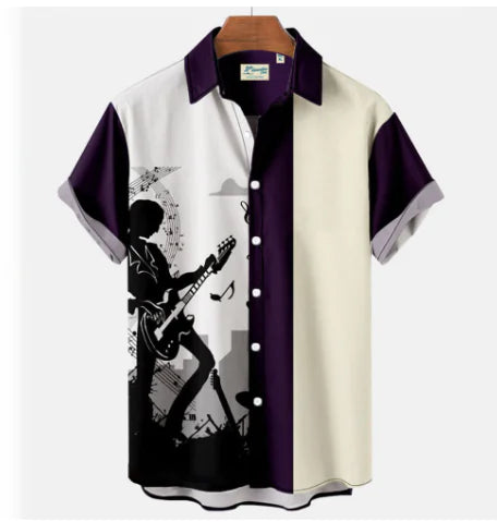 Hawaiian Beach Casual Polyester Spandex Men's Shirt