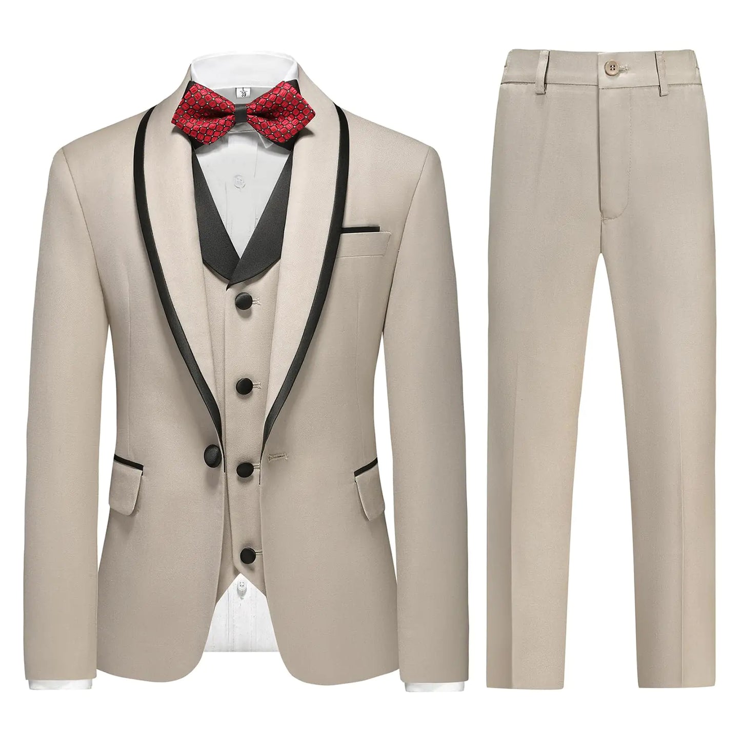 RINFAM Boys Tuxedo Suit Set Slim Fit Sizes 5 Blazer Vest Pants 3 Piece