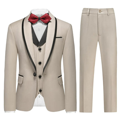 RINFAM Boys Tuxedo Suit Set Slim Fit Sizes 5 Blazer Vest Pants 3 Piece