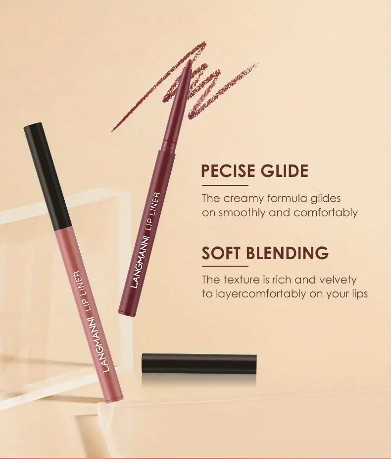 LANGMANNI 2Pcs Long-Lasting Lip Gloss & Liner Set