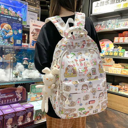 Cute Cartoon Print Women's Backpack for School