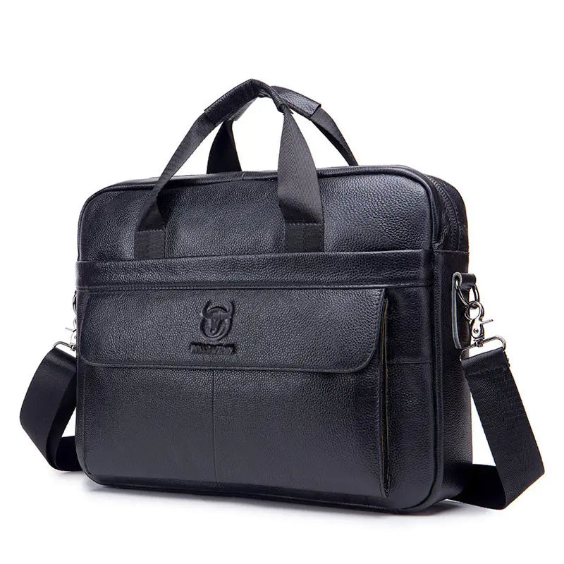 Men's Genuine Leather Business Briefcase - Cowhide Laptop Bag