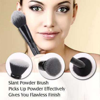 ZOREYA 15-Piece Makeup Brush Set with Black Handles