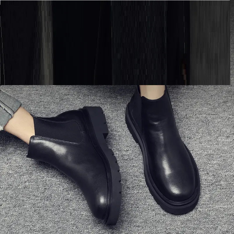 Men's High Top Leather Chelsea Boots for Work