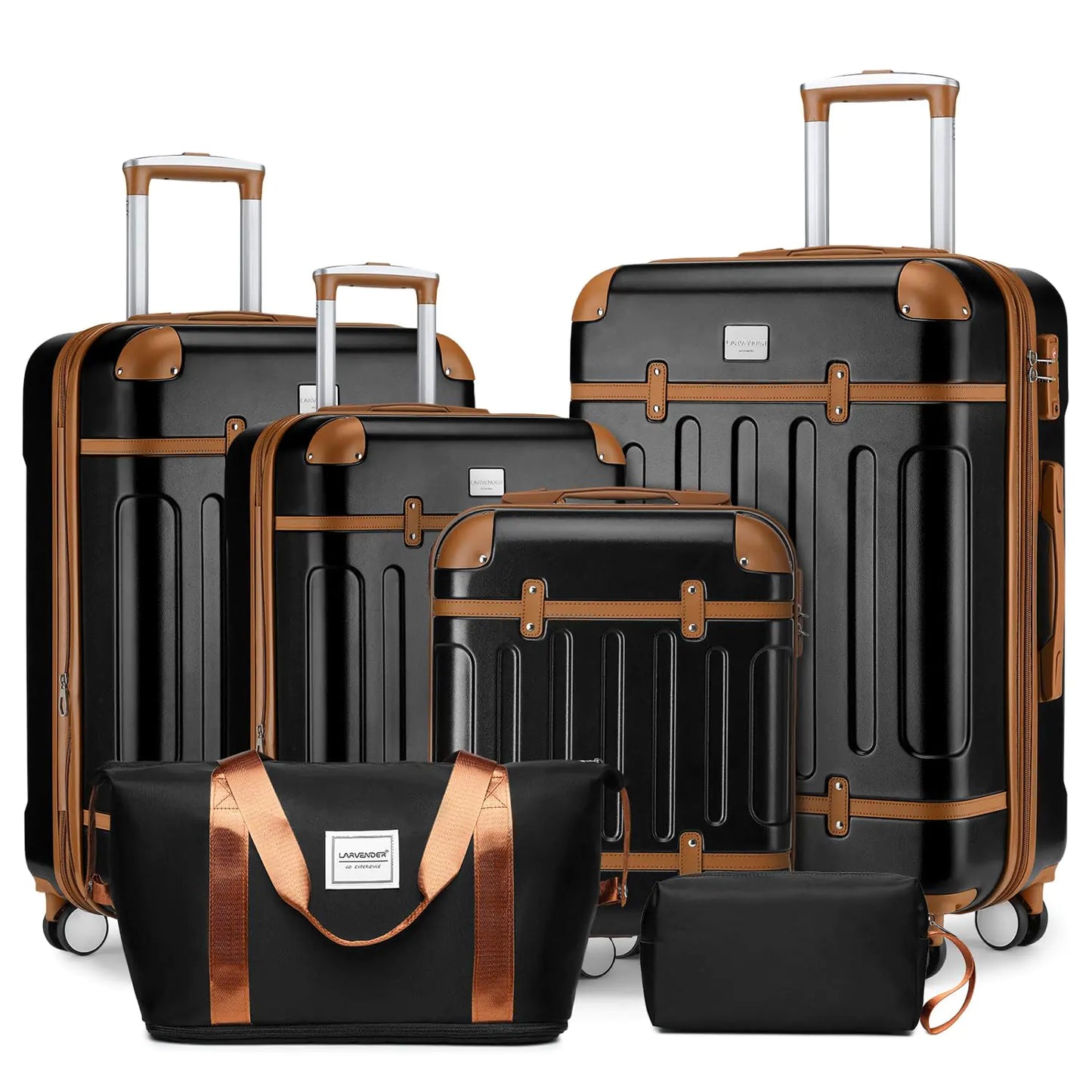 LARVENDER Luggage Sets 6 Piece Expandable Luggage Hardshell Suitcase Sets with Spinner