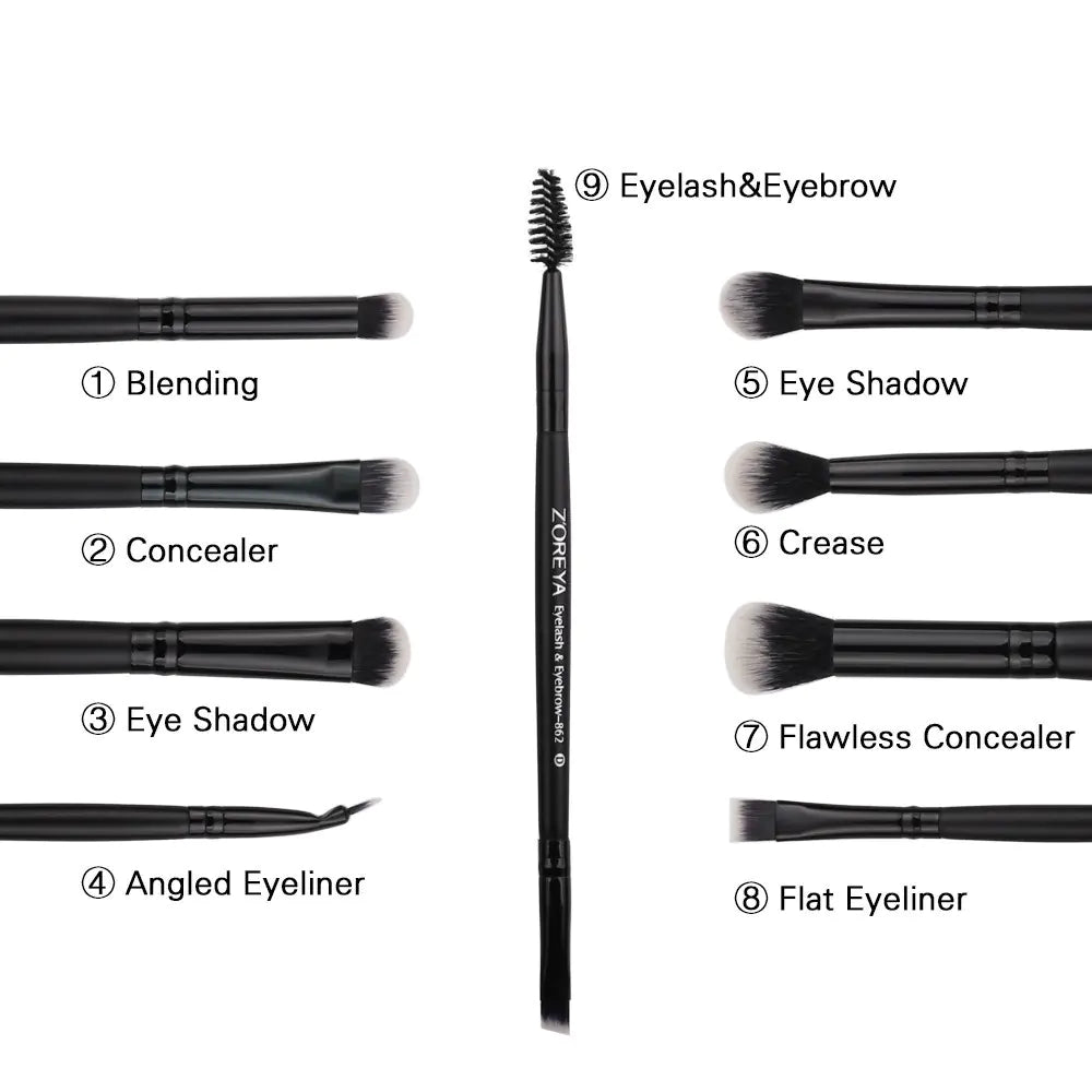 ZOREYA 15-Piece Makeup Brush Set with Black Handles