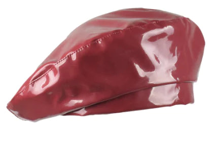 PU Mirror Leather Beret Hat for Flight Attendant