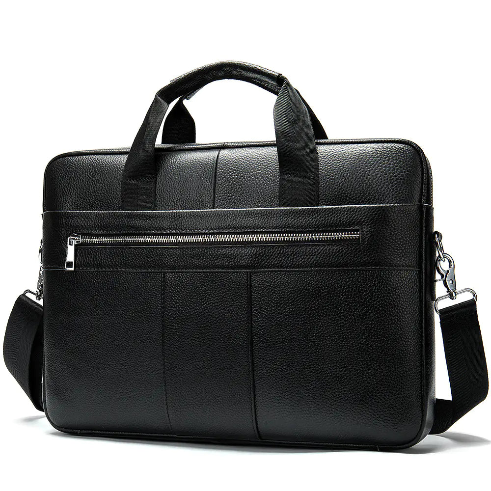 Men's Portable Leather Briefcase in First Layer Cowhide